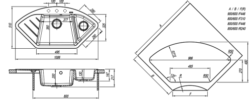 Кухонная мойка Florentina (Флорентина) Веста, антрацит