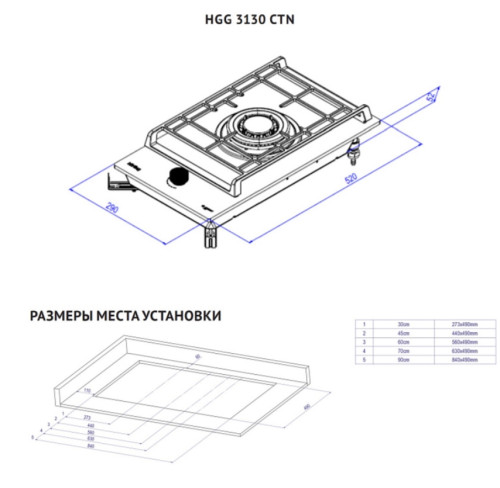 Газовая варочная панель Korting (Кёртинг) HGG 3130 CTN