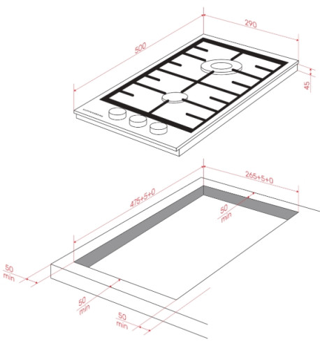 Газовая варочная панель Kuppersberg (Куперсберг) FS 36 X
