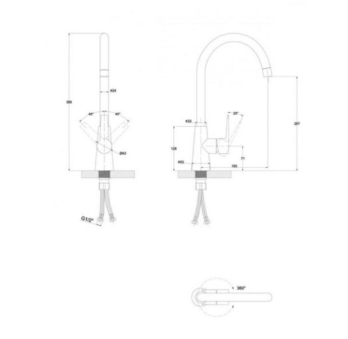 Смеситель для кухни Paulmark (Паульмарк) Holstein Ho212065-418, чёрный металлик