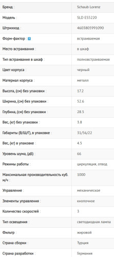 Встраиваемая вытяжка Schaub Lorenz (Шауб Лоренц) SLD ES5220