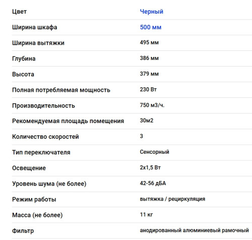 Вытяжка Elikor (Эликор) RISE BK 50