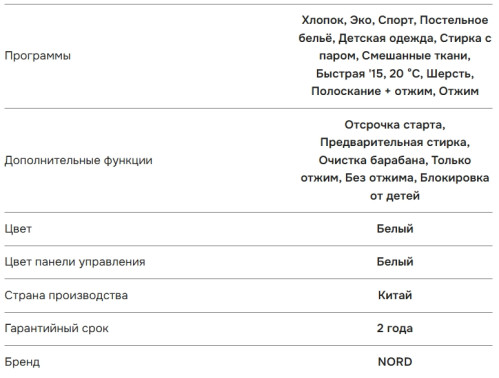 Стиральная машина NORD (Норд) i-WS2 712 W