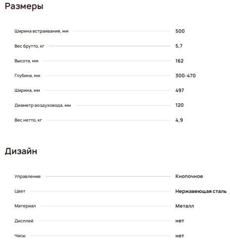 Встраиваемая вытяжка Krona (Крона) Kamilla T 500 Inox
