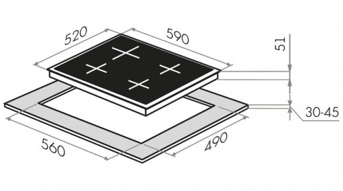Комбинированная варочная панель MAUNFELD (Маунфилд) EEHE.64.5EB/KG