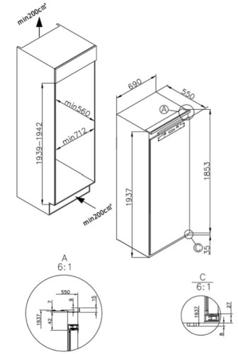 Встаиваемый холодильник Korting (Кёртинг) KSI 1947