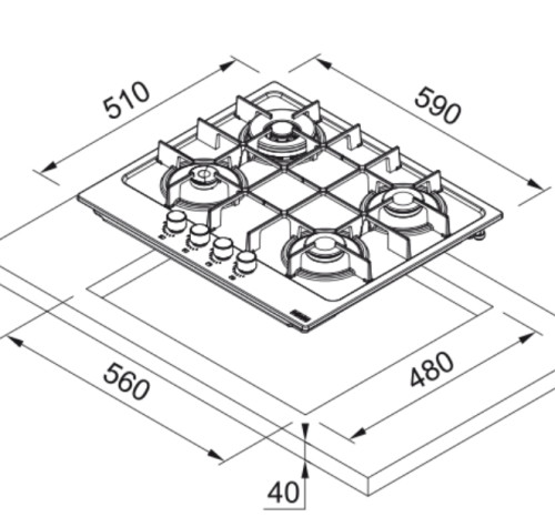 Газовая варочная панель Franke (Франке) FHMA 604 3G DC XS C