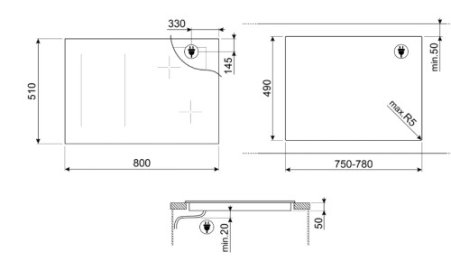Индукционная варочная панель Smeg (Смег) SI1M24854D