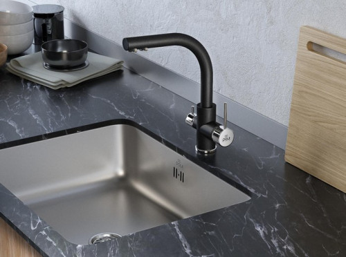 Смеситель для кухни Paulmark (Паульмарк) Essen Es213011-418, чёрный металлик