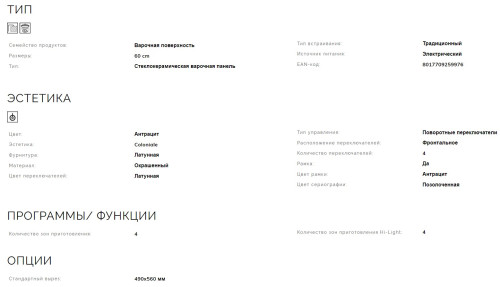 Электрическая варочная панель Smeg (Смег) P864AO