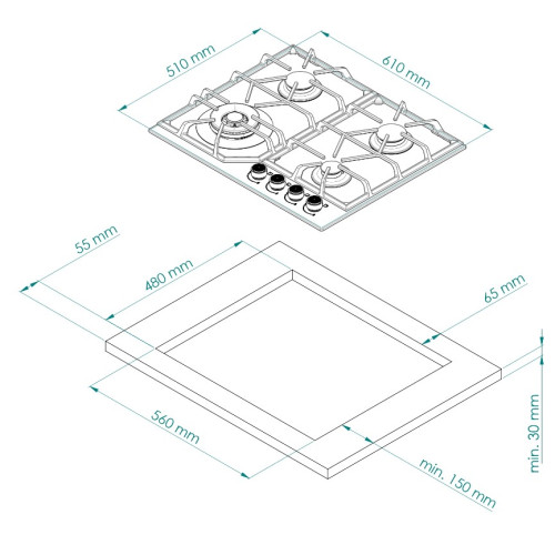 Газовая варочная панель Kuppersberg (Куперсберг) FG 62 GR