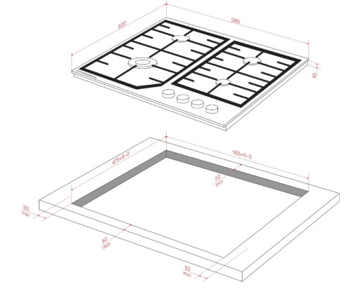 Газовая варочная панель Kuppersberg (Куперсберг) FS 66 B