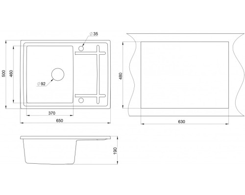 Кухонная мойка Granula (Гранула) GR-6501 bt, базальт