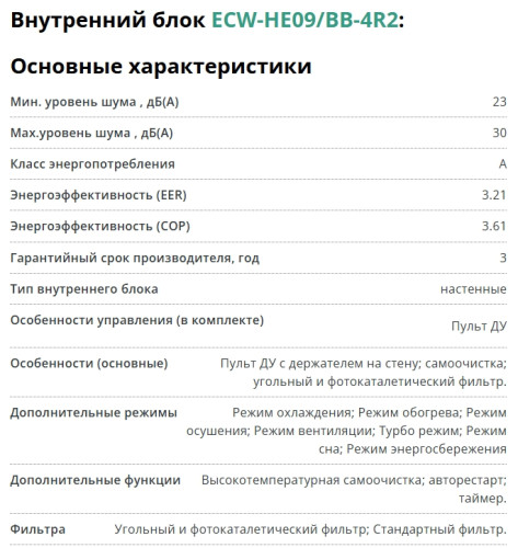 Сплит-система Ecoclima (Экоклима) ECW-HE09/BB-4R2