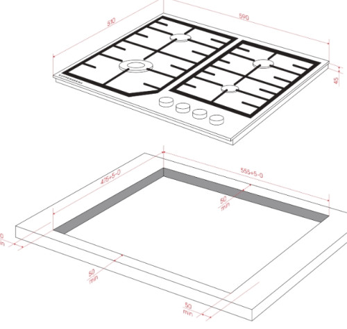 Газовая варочная панель Kuppersberg (Куперсберг) FG 66 B